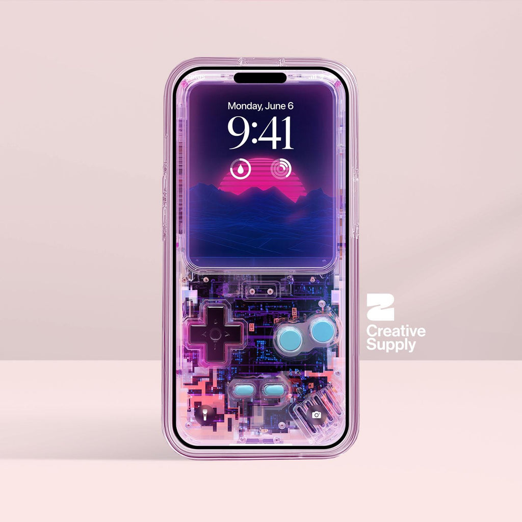 Purple Retro game console Wallpaper – Vaporwave transparent Digital Art for Phone screen | Pastel cute nostalgic Lo fi gamer aesthetics
