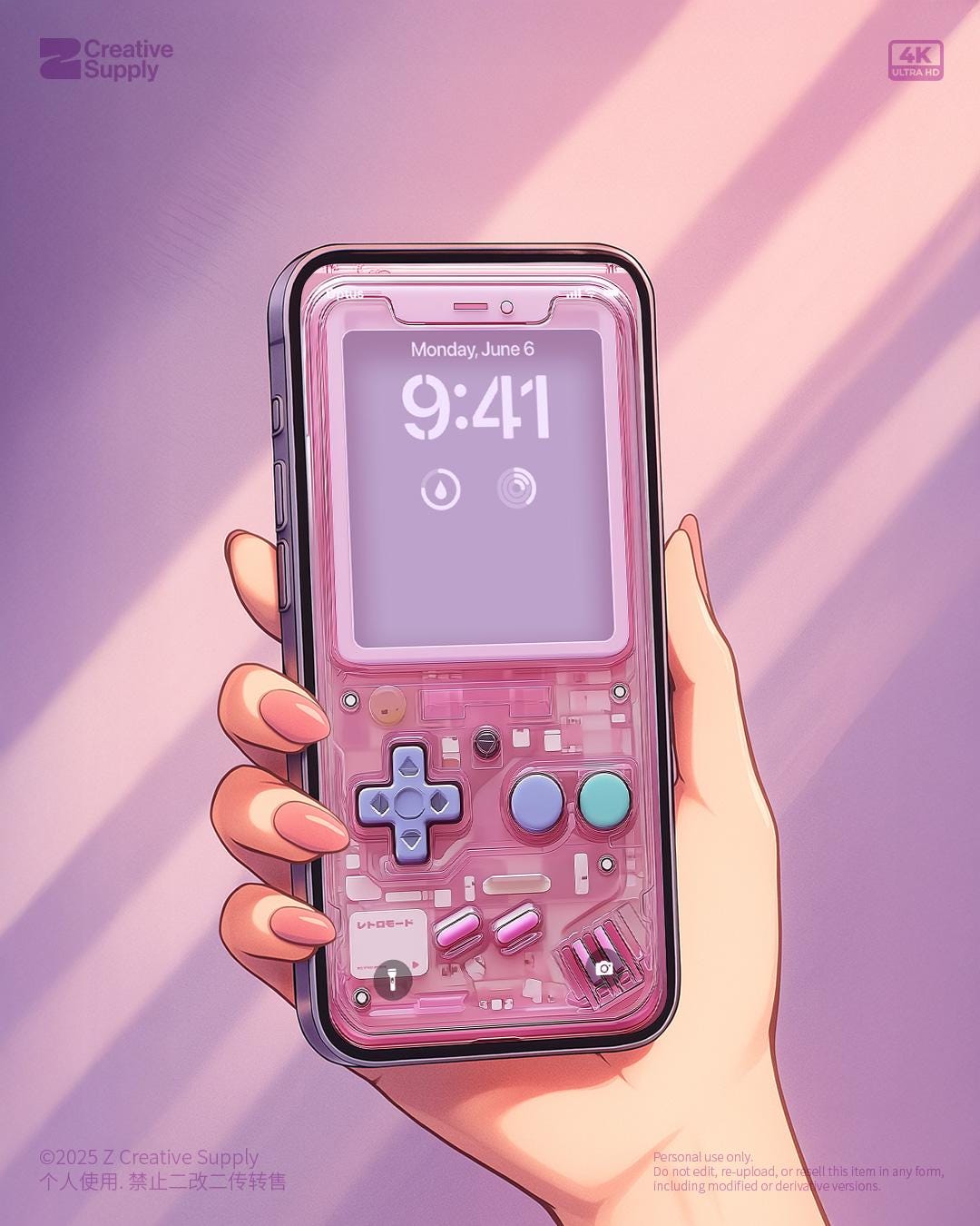 Pink Y2K Transparent Gameboy Phone Wallpaper