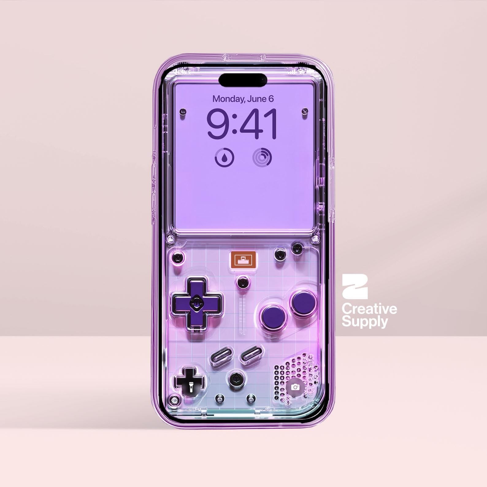 Purple Retro game console iPhone Wallpaper Transparent gaming device Digital Art lock screen  Pastel cute nostalgic gamer aesthetics