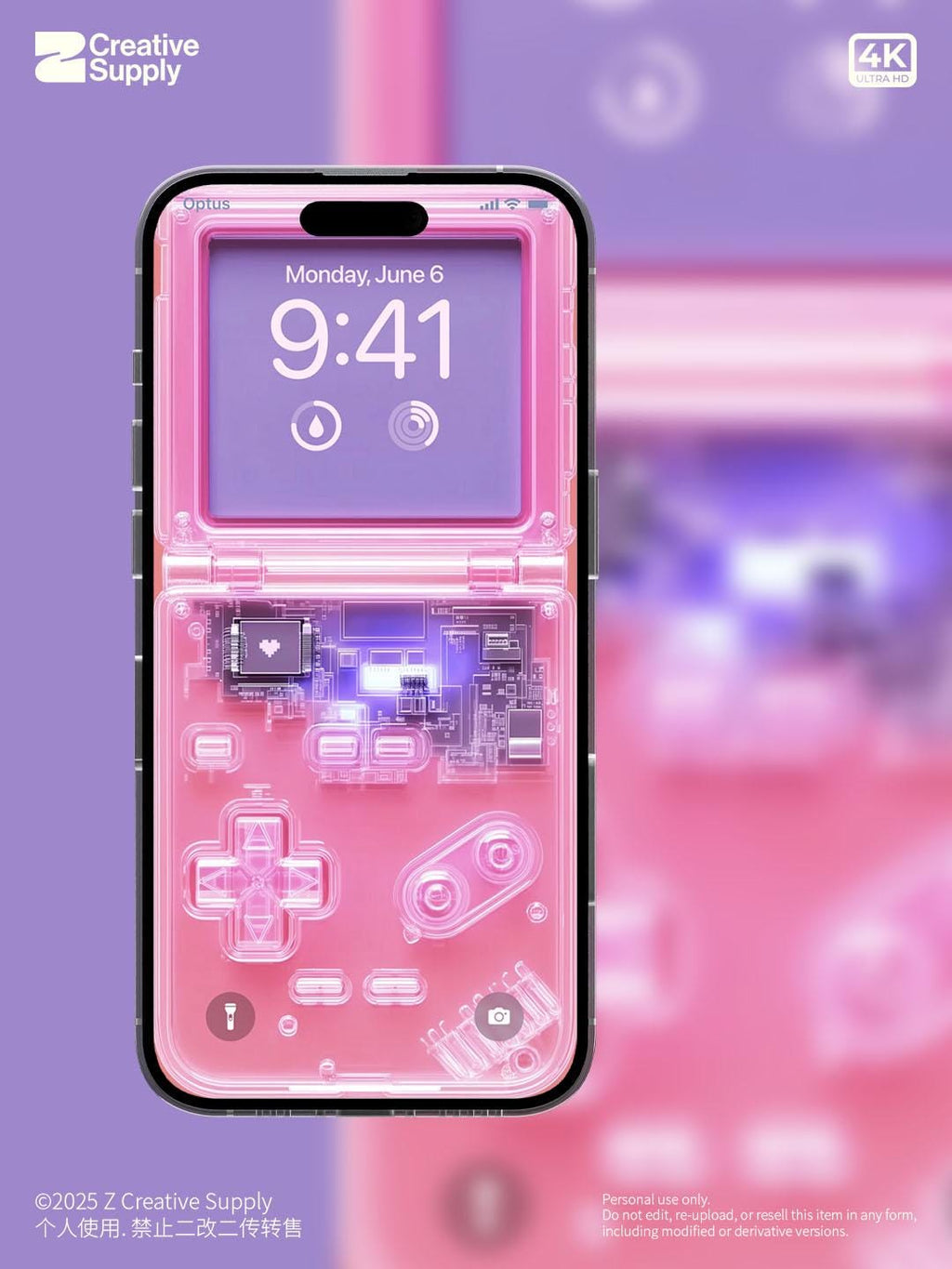 Pink Retro Gameboy console Phone Wallpaper