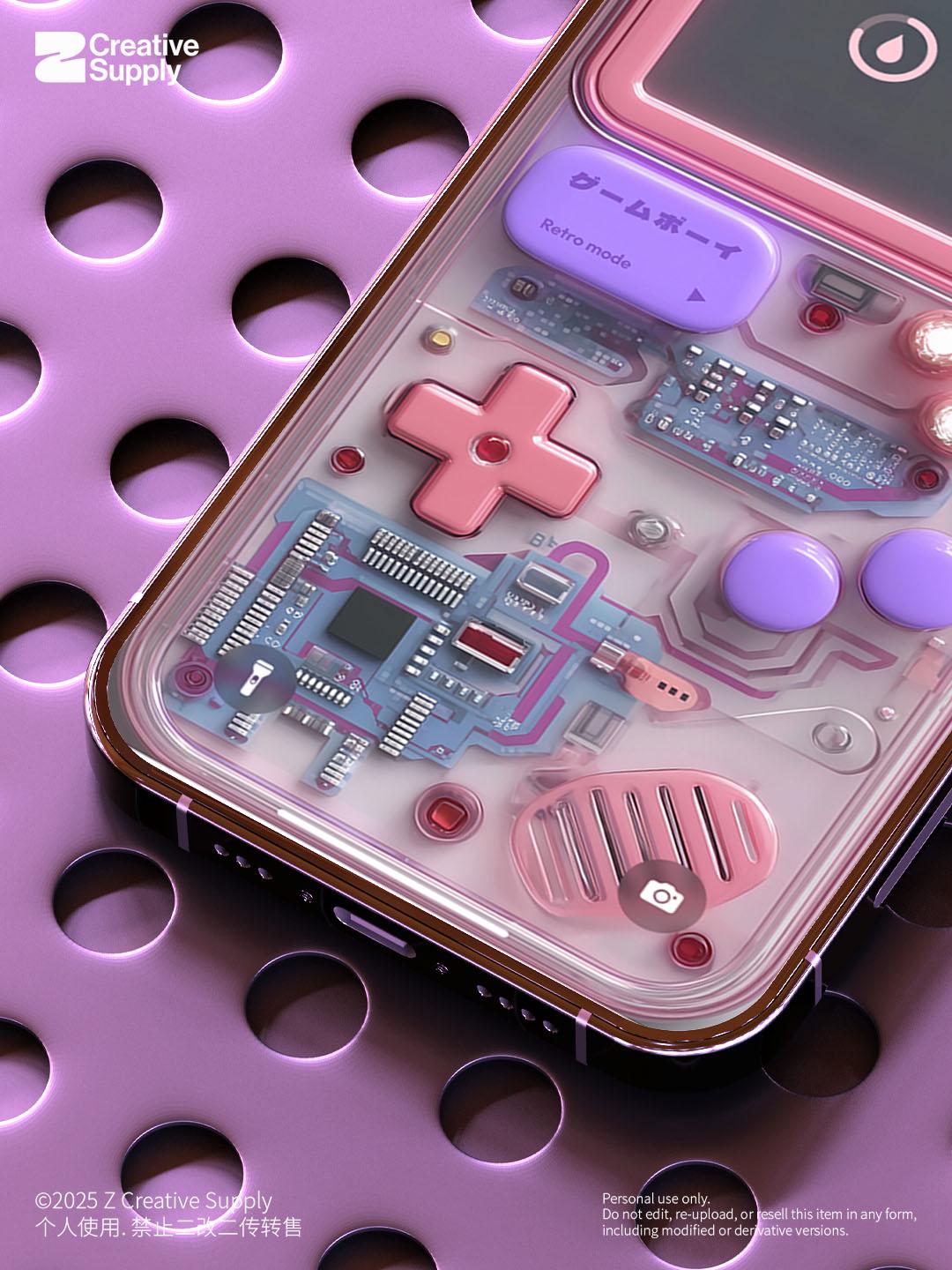 Pastel Gameboy Phone Wallpaper: Retro Circuit Board Art (Digital Download)