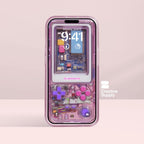 Pink Retro Gameboy Phone Wallpaper,  Transparent Realistic game console circuit board Digital Art for Lock screen,Pastel y2k aesthetics