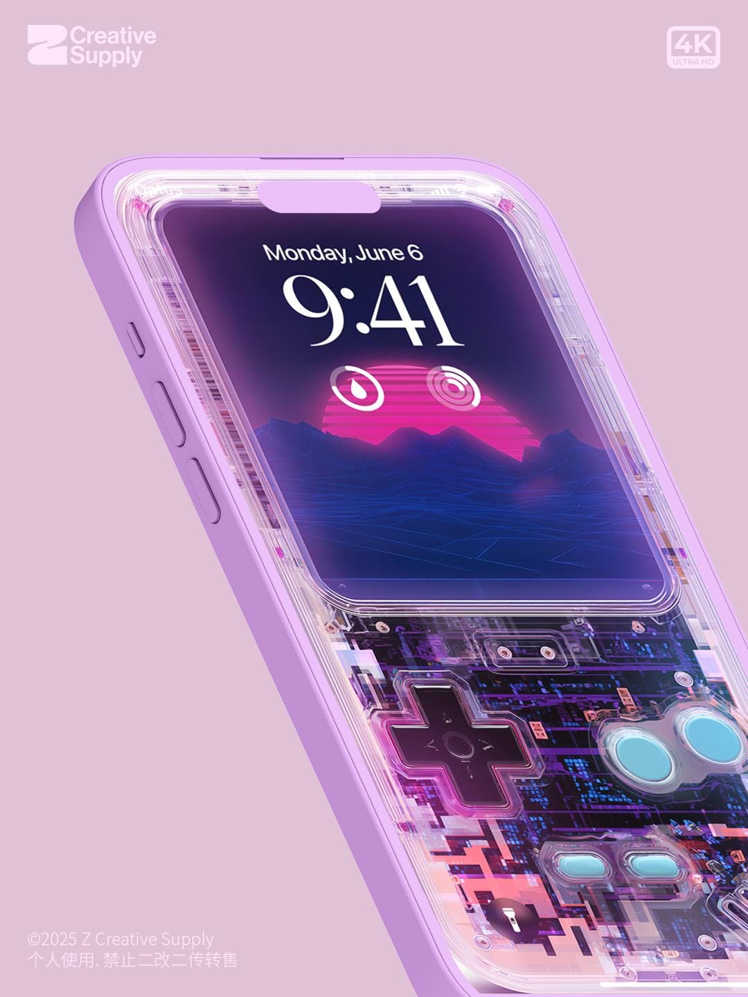 Purple Retro game console Wallpaper – Vaporwave transparent Digital Art for Phone screen | Pastel cute nostalgic Lo fi gamer aesthetics