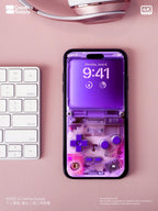 Purple Retro game console iPhone Wallpaper Ultra-Realistic transparent Digital Art for lock screen | Pastel  cute nostalgic gamer aesthetics