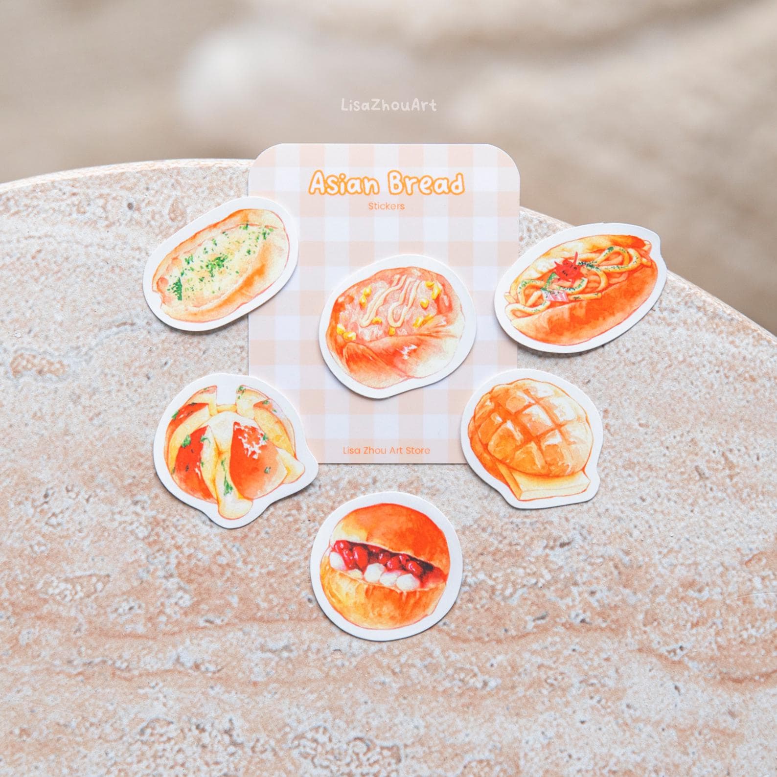 Asian Bread Die-cut Stickers | Set of 6