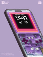Purple Retro Transparent Game console Wallpaper Realistic Transparent gaming device Lock Screen Digital Art Pastel Y2k aesthetics Background