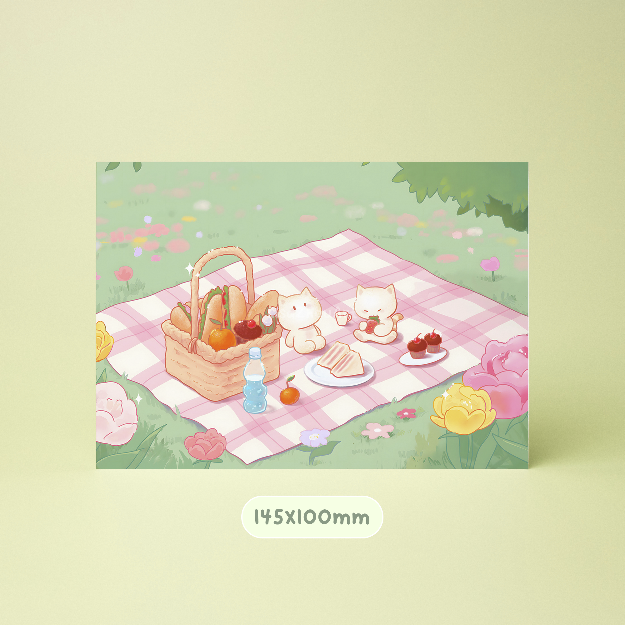 Cat Picnic Small Art Print