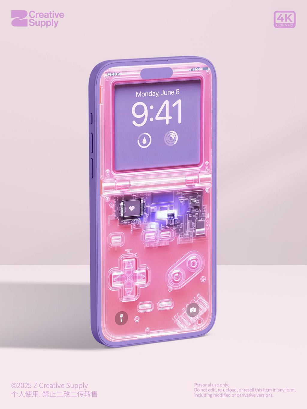 Pink Retro Gameboy console Phone Wallpaper