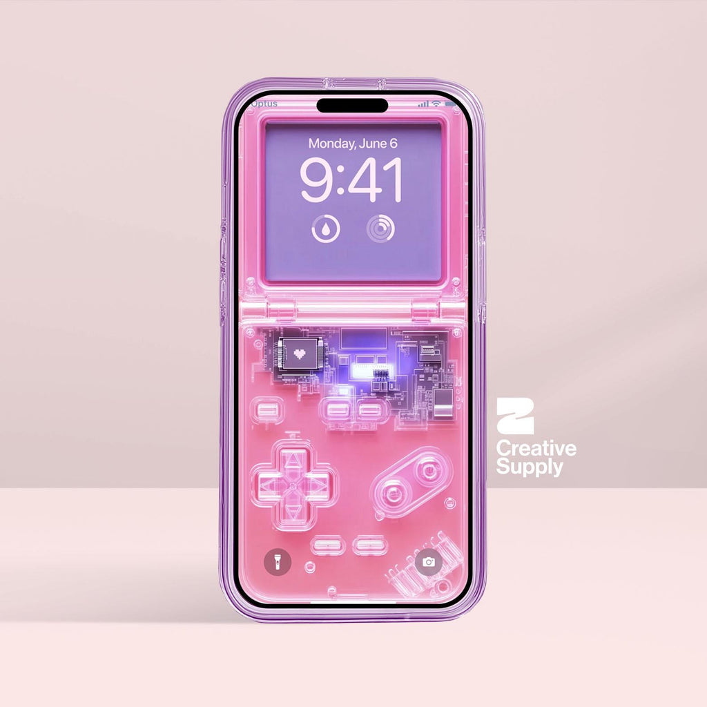 Pink Retro Gameboy console Phone Wallpaper