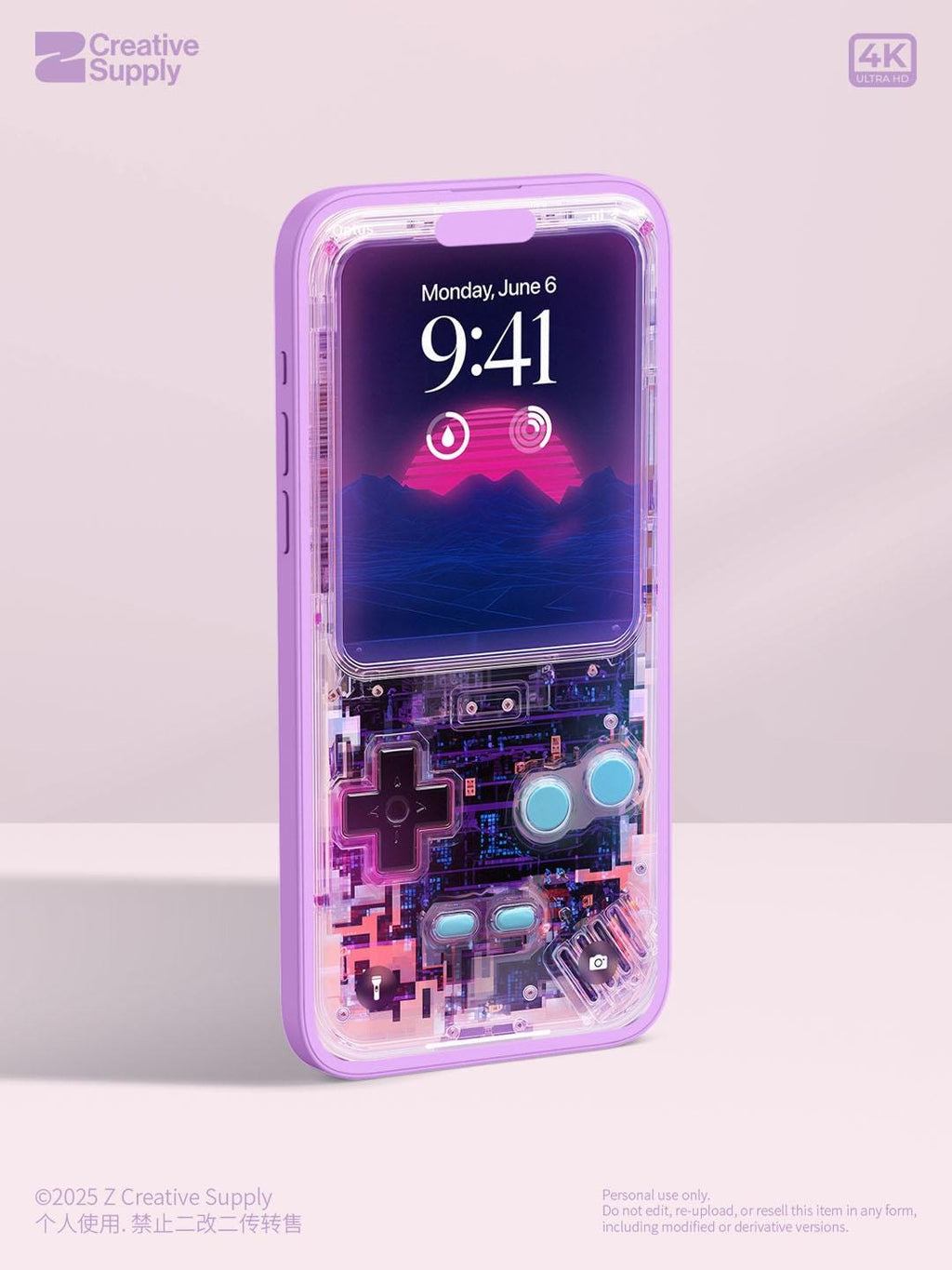 Purple Retro game console Wallpaper – Vaporwave transparent Digital Art for Phone screen | Pastel cute nostalgic Lo fi gamer aesthetics