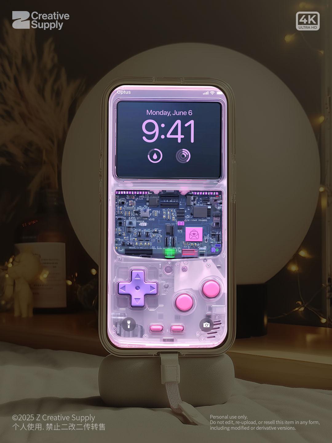 Pastel Gameboy Phone Wallpaper: Retro Circuit Board Art (Digital Download)