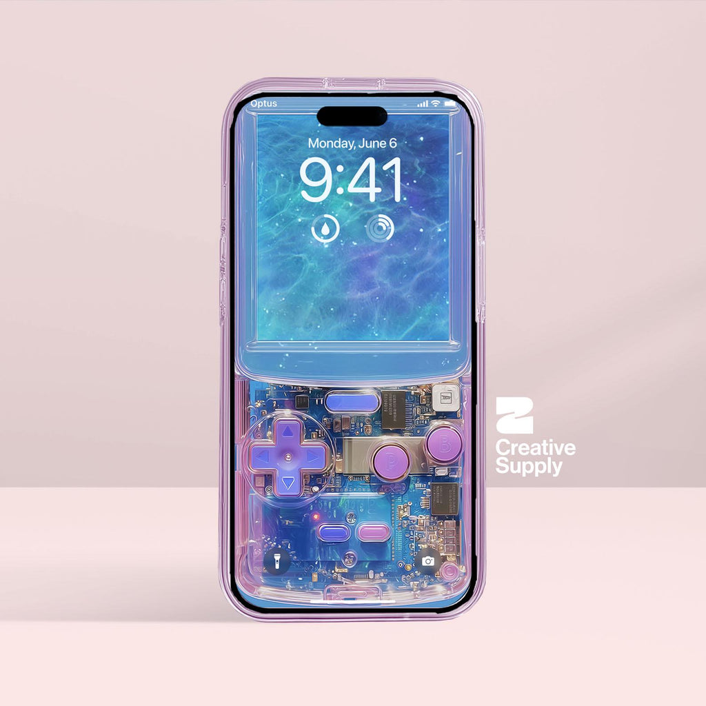 Purple Game Console iPhone Wallpaper: Retro Ocean Theme (Digital Download