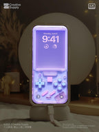 Pastel Purple retro Gameboy Phone Wallpaper Pixel Ultra-Realistic Transparent Y2k Digital Art for Phone screen | Cute girly gamer aesthetics