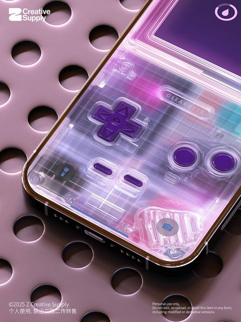 Purple Retro game console Wallpaper – Ultra-Realistic transparent Digital Art for Phone screen | Pastel  cute nostalgic gamer aesthetics
