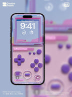 Retro Purple Gameboy Phone Wallpaper | Vaporwave Pastel Dreamy Aesthetic Y2K Lock Screen | Transparent Realistic Futurism Gamer Background