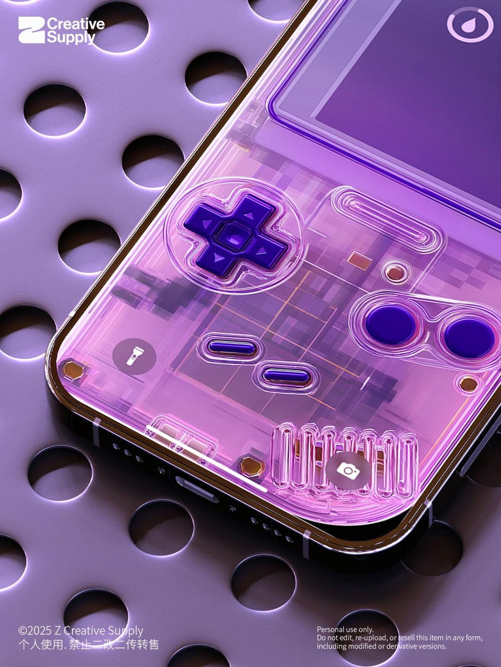 Purple Retro game console Wallpaper – Ultra-Realistic transparent Digital Art for Phone screen | Pastel  cute nostalgic gamer aesthetics