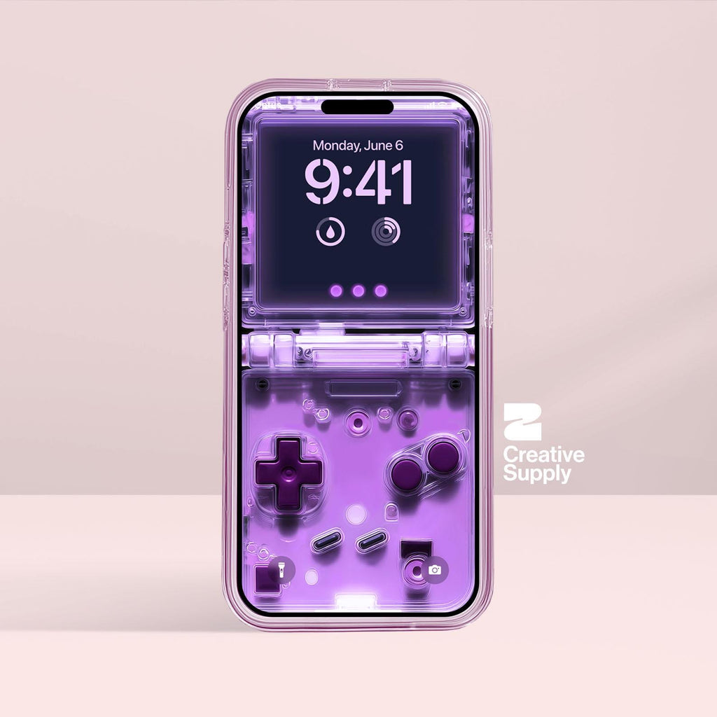 Purple Retro game console iPhone Wallpaper Ultra-Realistic transparent Digital Art for lock screen | Pastel  cute nostalgic gamer aesthetics