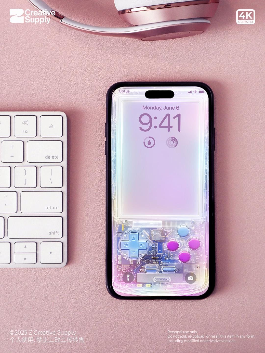 Retro Gameboy Phone Wallpaper: White Purple Gradient (Digital Download