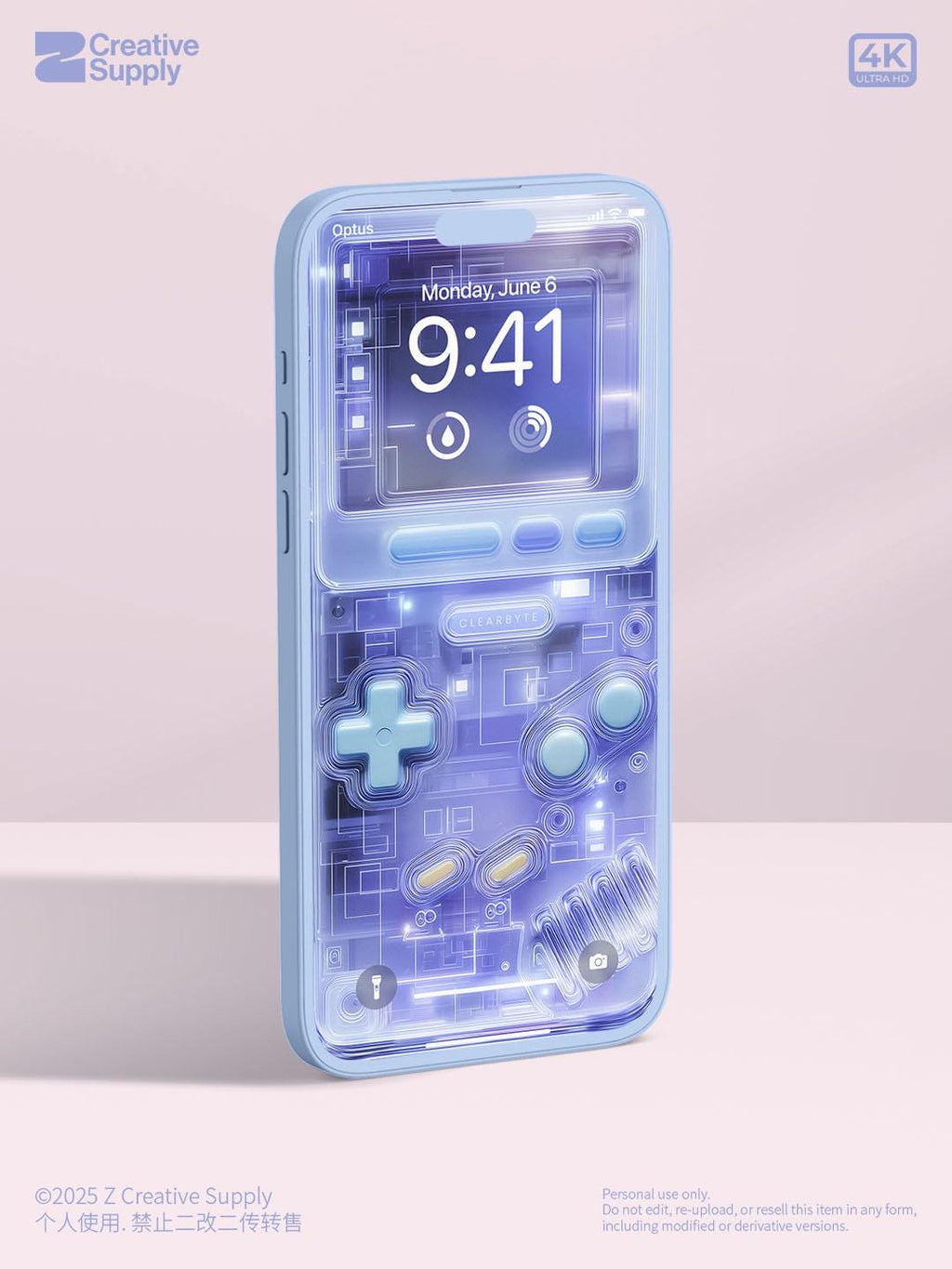 Pastel  Blue retro Game console Phone Wallpaper