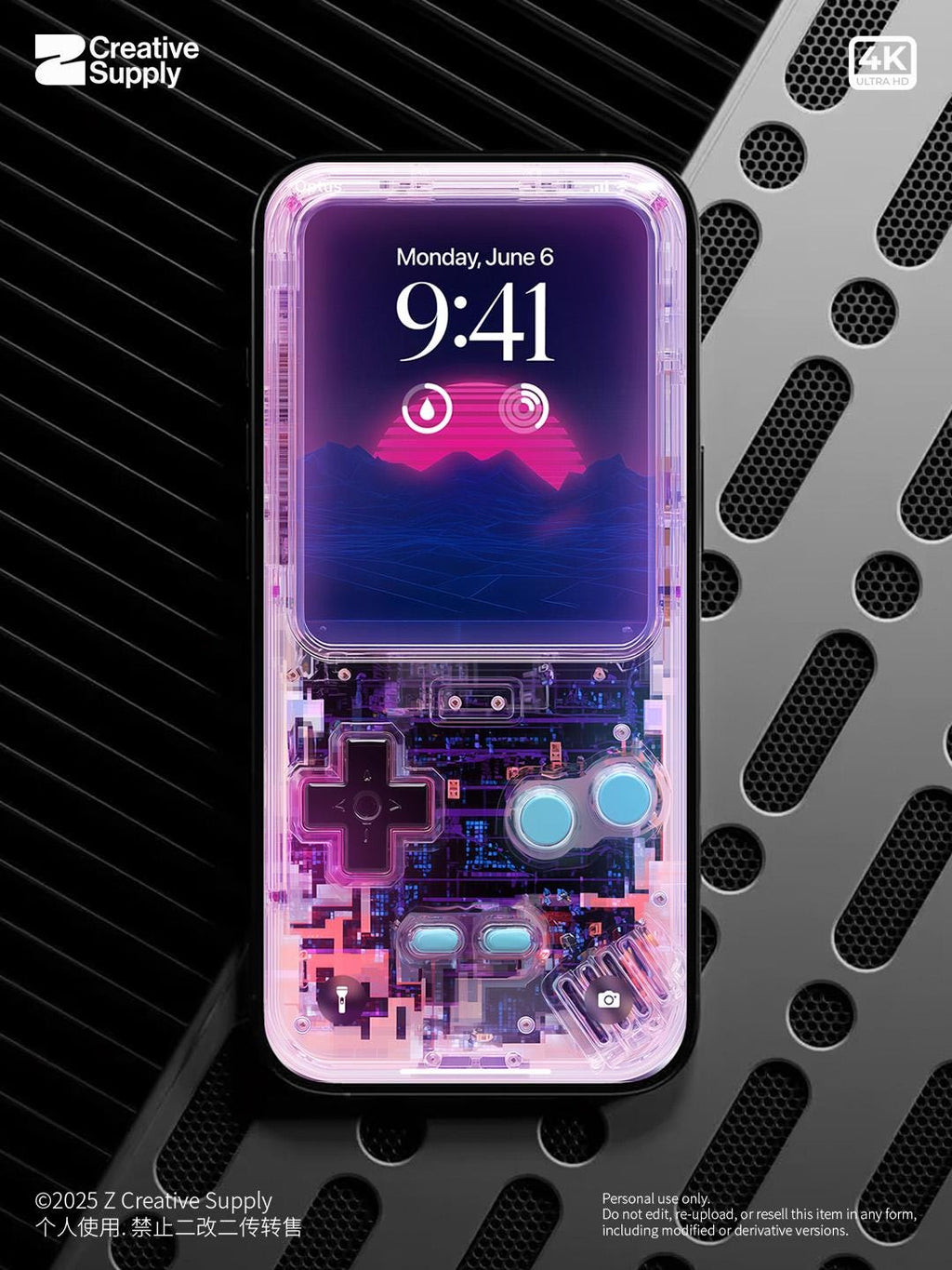 Purple Retro game console Wallpaper – Vaporwave transparent Digital Art for Phone screen | Pastel cute nostalgic Lo fi gamer aesthetics