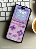 Retro Purple Gameboy Phone Wallpaper | Vaporwave Pastel Dreamy Aesthetic Y2K Lock Screen | Transparent Realistic Futurism Gamer Background