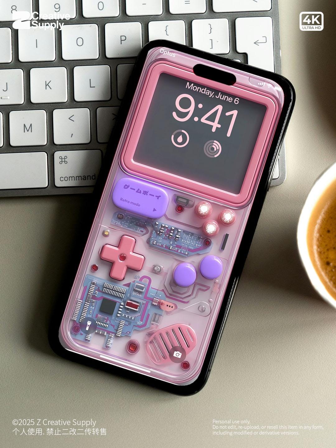 Pastel Gameboy Phone Wallpaper: Retro Circuit Board Art (Digital Download)