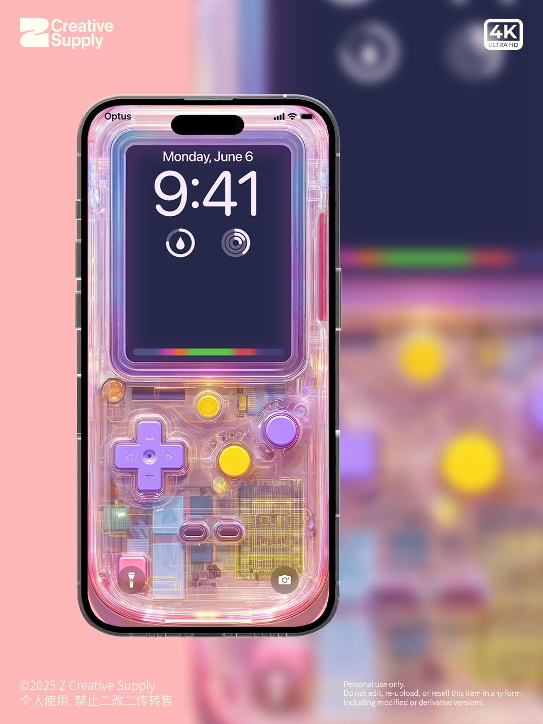 Pink Transparent Gameboy Phone Wallpaper