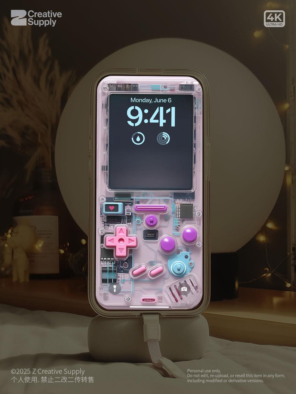 Pink purple retro Gameboy Phone Wallpaper Ultra-Realistic Transparent Y2k Digital Art for Phone screen | Pastel  gamer aesthetics
