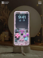 Pink purple retro Gameboy Phone Wallpaper Ultra-Realistic Transparent Y2k Digital Art for Phone screen | Pastel  gamer aesthetics