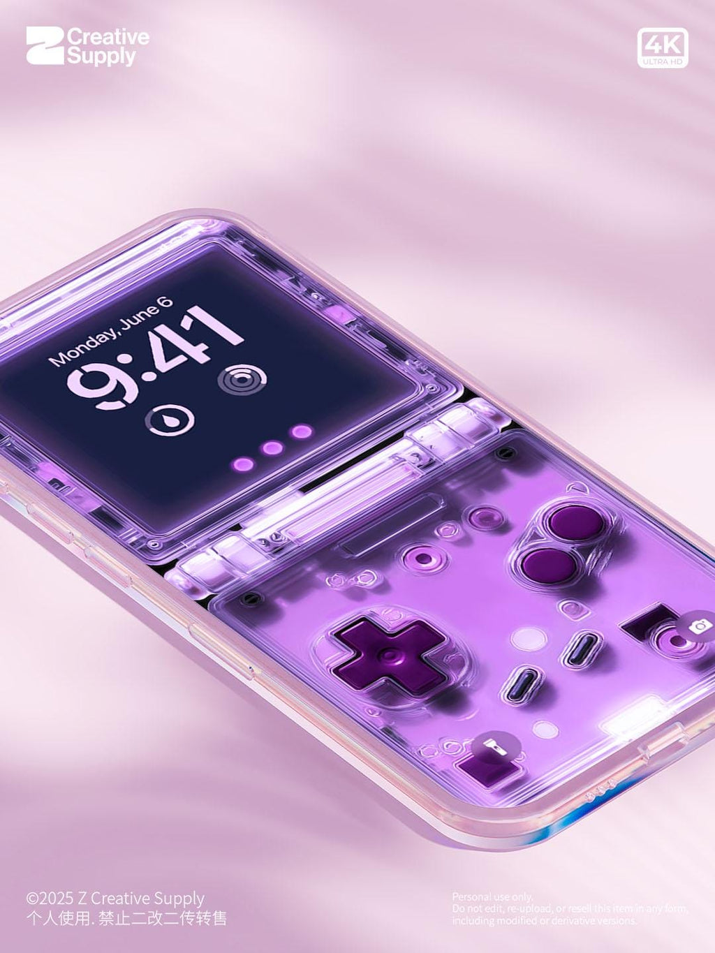 Purple Retro game console iPhone Wallpaper Ultra-Realistic transparent Digital Art for lock screen | Pastel  cute nostalgic gamer aesthetics