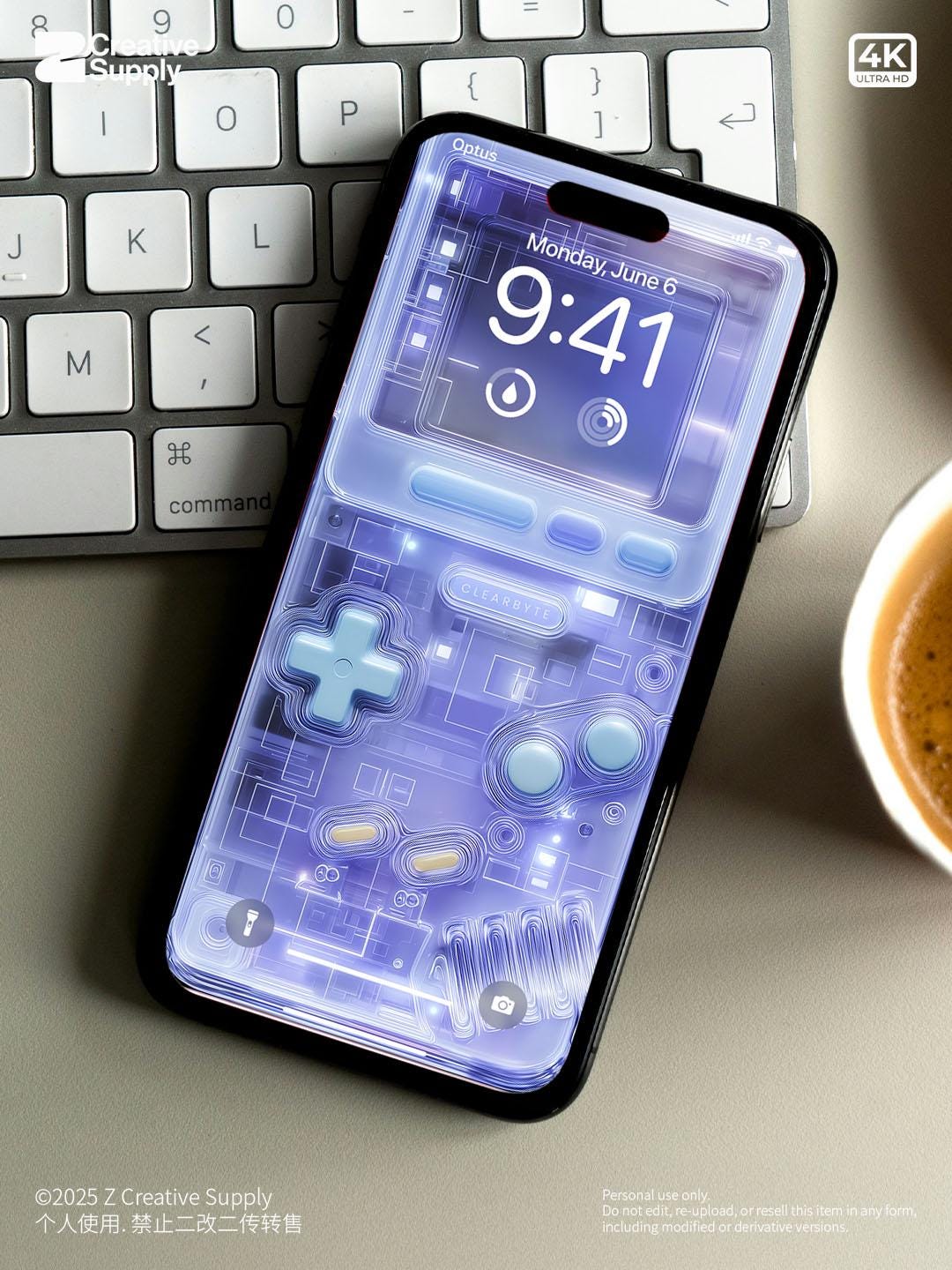 Pastel  Blue retro Game console Phone Wallpaper