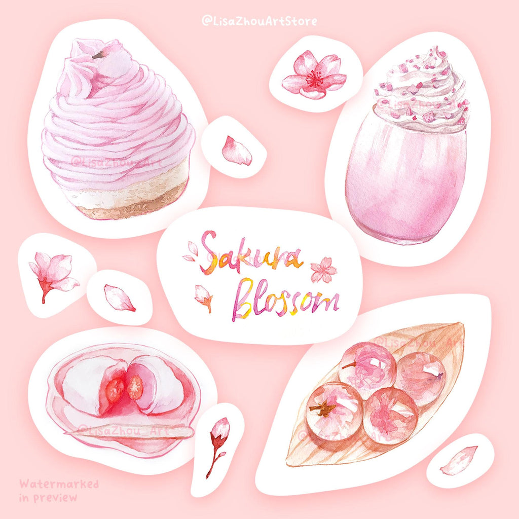 Sakura Dessert Washi Die Cut Stickers | Set of 13