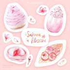 Sakura Dessert Washi Die Cut Stickers | Set of 13