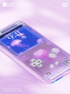 Purple Jellyfish Game console Phone Wallpaper | Aquarium Aesthetic Y2K Lock Screen | Retro Aesthetic Realistic Ocean Gamer Background