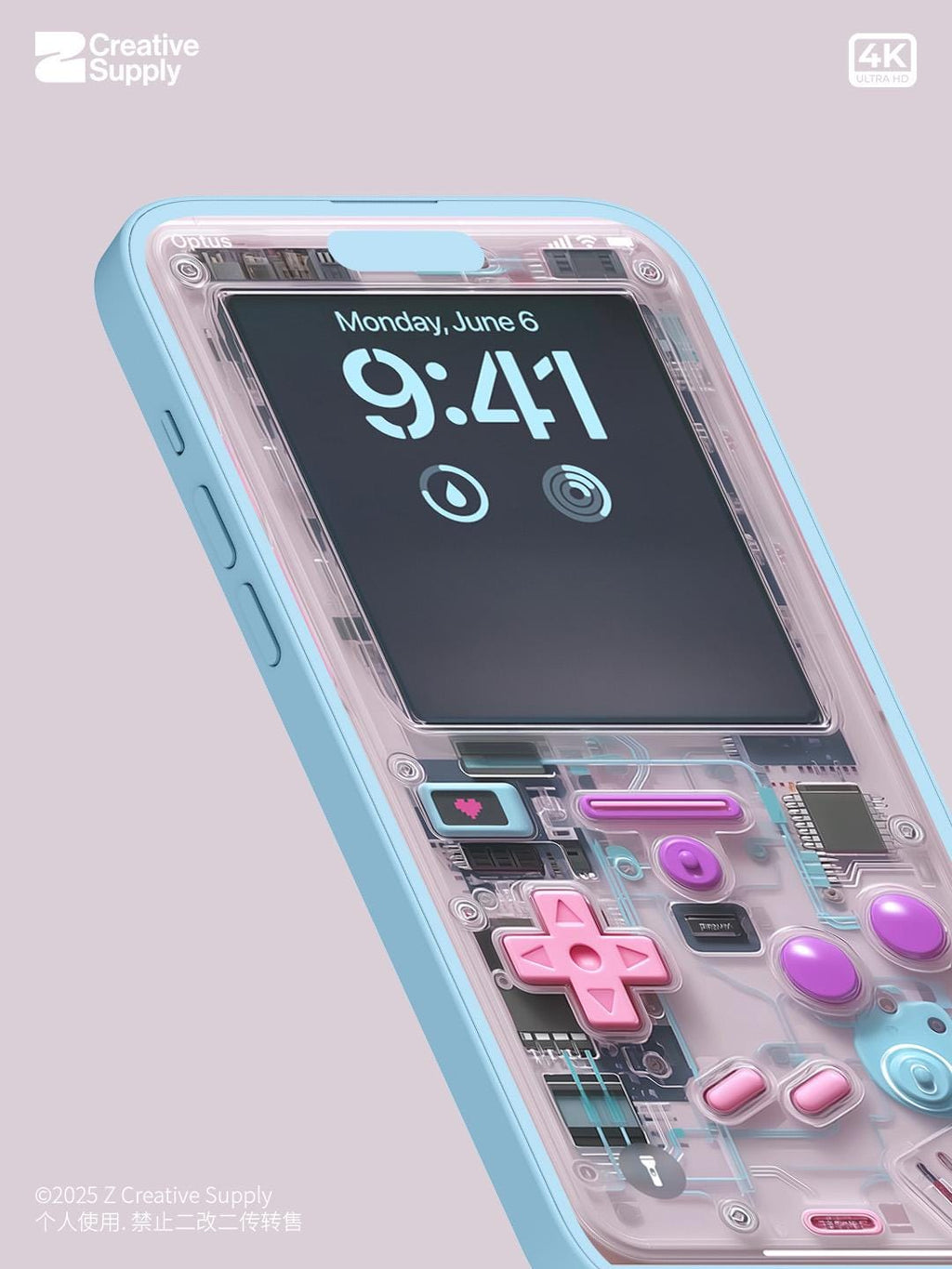 Pink purple retro Gameboy Phone Wallpaper Ultra-Realistic Transparent Y2k Digital Art for Phone screen | Pastel  gamer aesthetics
