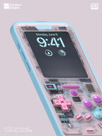 Pink purple retro Gameboy Phone Wallpaper Ultra-Realistic Transparent Y2k Digital Art for Phone screen | Pastel  gamer aesthetics