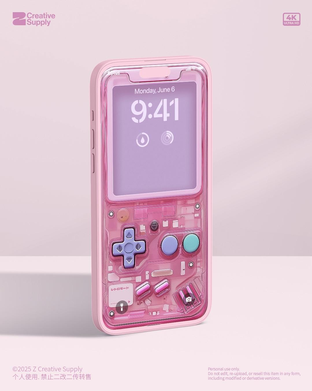 Pink Y2K Transparent Gameboy Phone Wallpaper