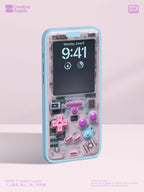 Pink purple retro Gameboy Phone Wallpaper Ultra-Realistic Transparent Y2k Digital Art for Phone screen | Pastel  gamer aesthetics