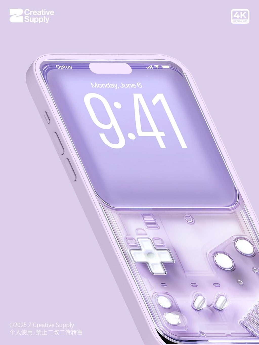 Purple Retro Gameboy Phone Wallpaper, Transparent Realistic game console circuit board Digital Art for Lock screen, Pastel y2k aesthetics