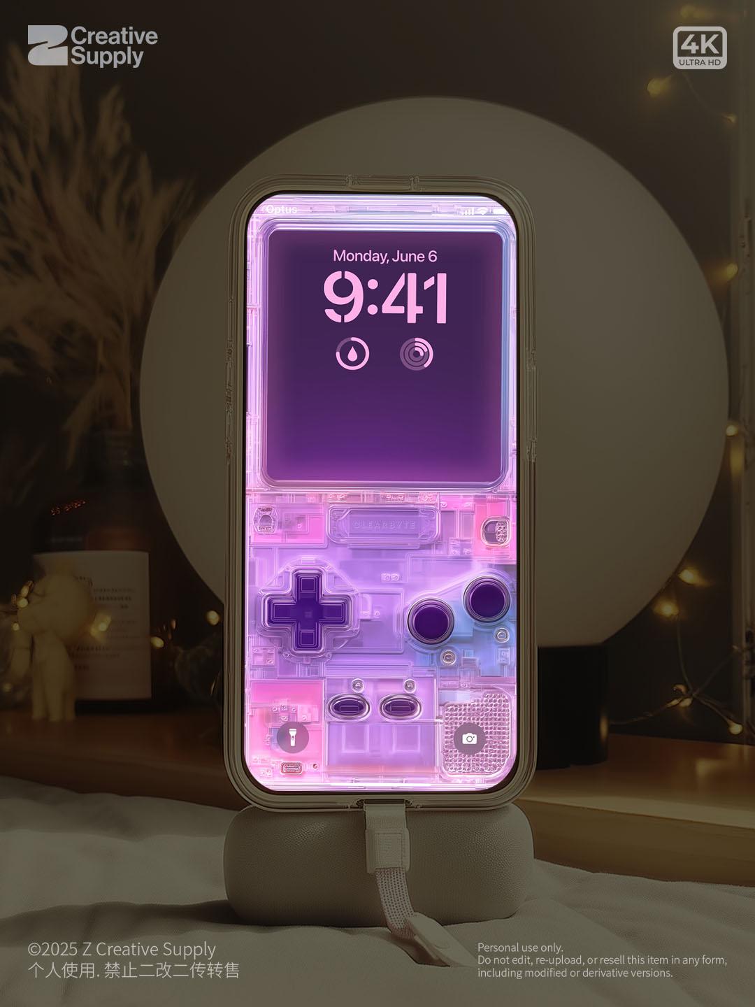 Purple Retro game console Phone Wallpaper