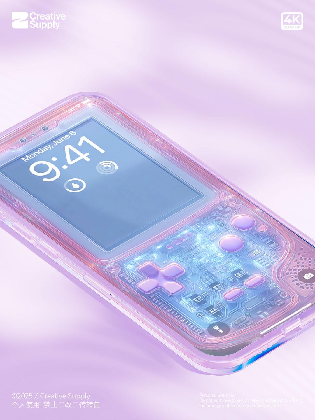 Retro Gameboy Phone Wallpaper: Pink Purple Blue Y2K Aesthetics (Digital Download)