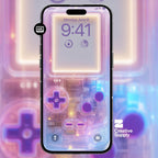 Pink Purple Blue Transparent Gradient Gameboy Wallpaper – Ultra-Realistic Retro Digital Art for Phone screen | Pastel gamer aesthetics