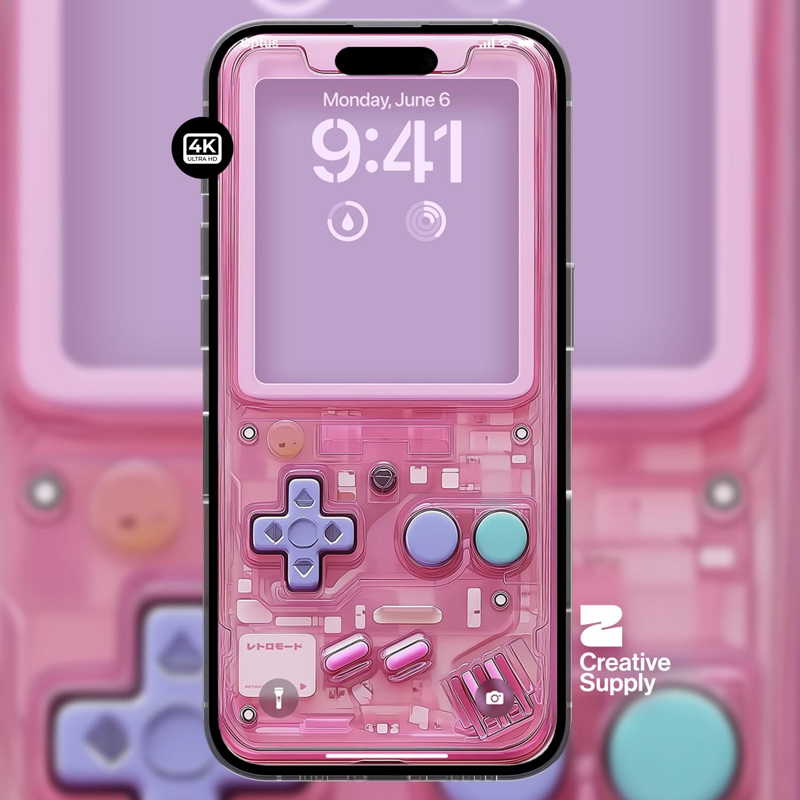 Pink Y2K Transparent Gameboy Phone Wallpaper