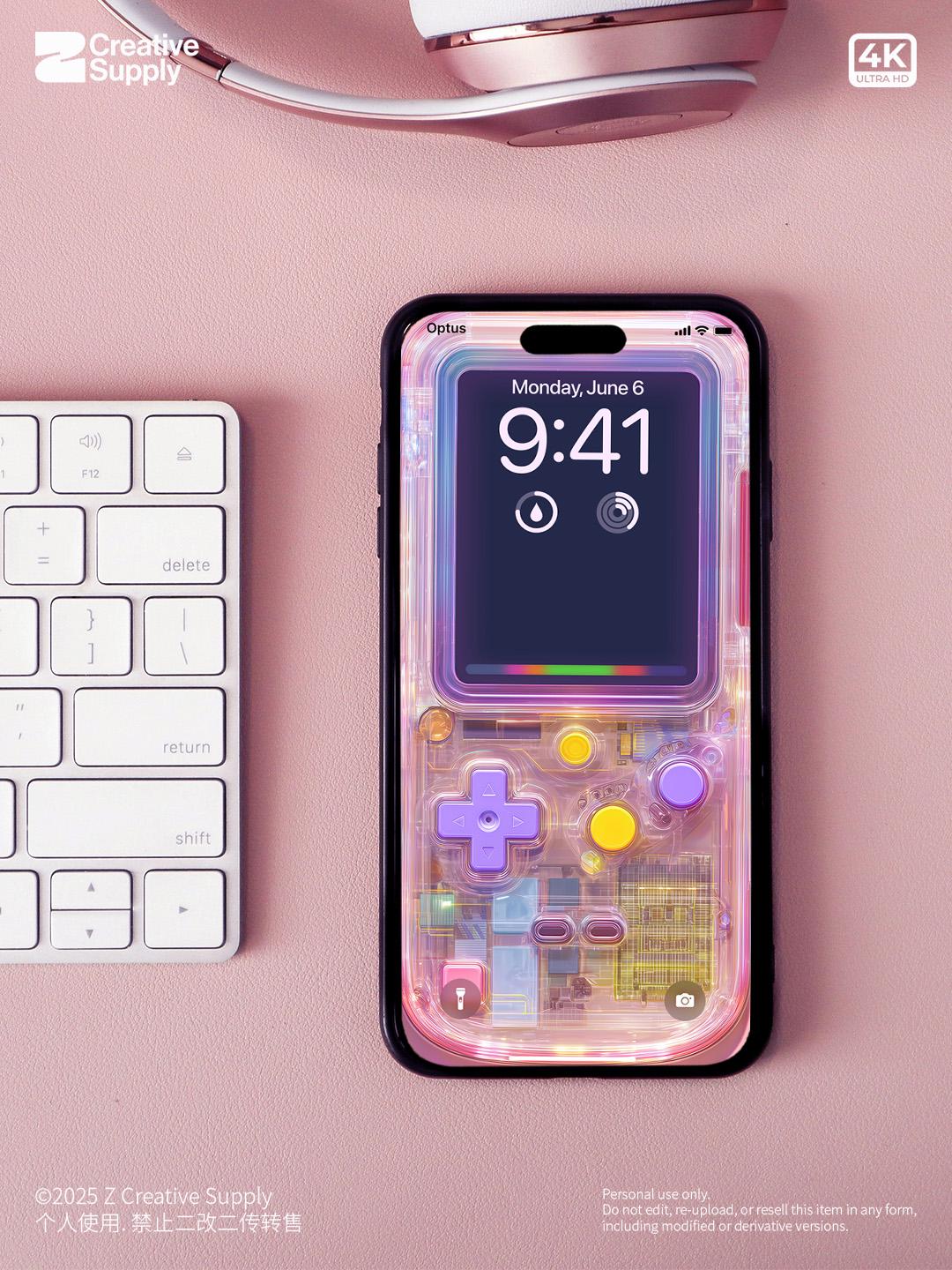 Pink Transparent Gameboy Phone Wallpaper