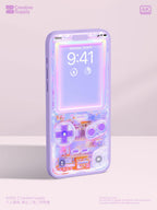 Purple Game Console Wallpaper Retro Pastel Realistic Transparent Digital Art for Phone screen Circuit board aesthetics background for gamers