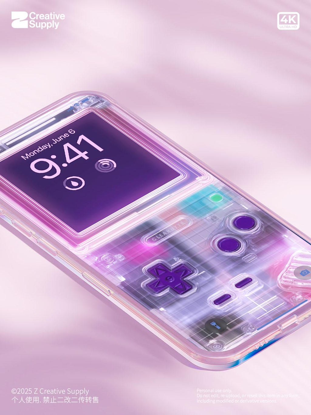 Purple Retro game console Wallpaper – Ultra-Realistic transparent Digital Art for Phone screen | Pastel  cute nostalgic gamer aesthetics