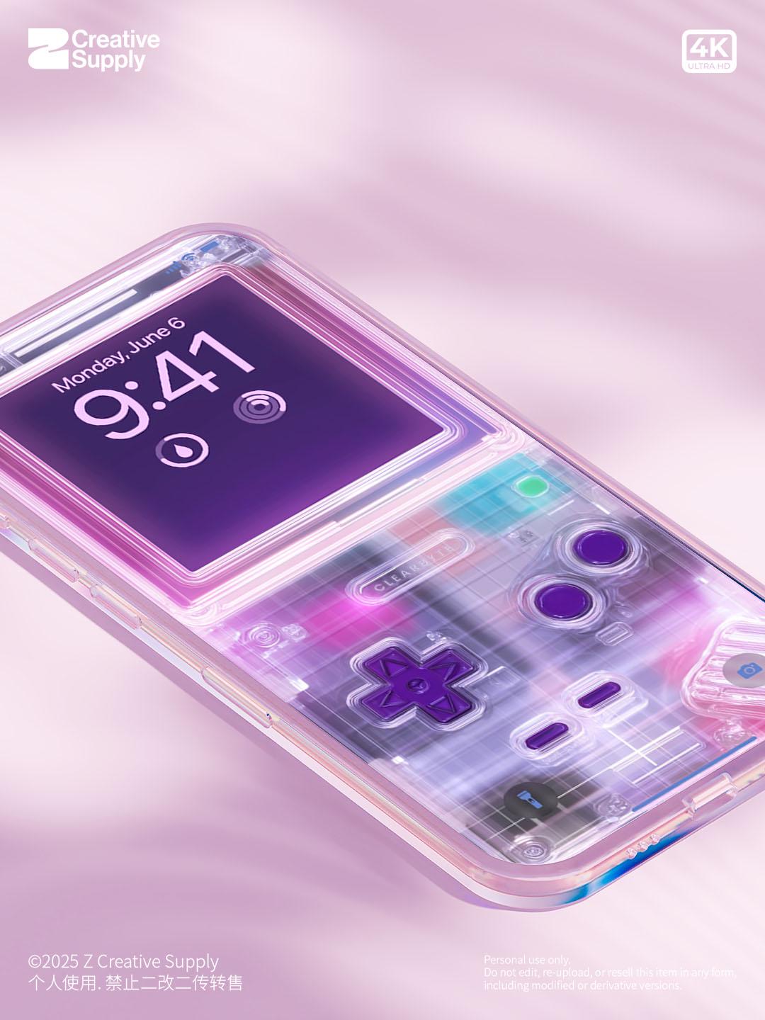 Purple Retro game console Wallpaper – Ultra-Realistic transparent Digital Art for Phone screen | Pastel  cute nostalgic gamer aesthetics