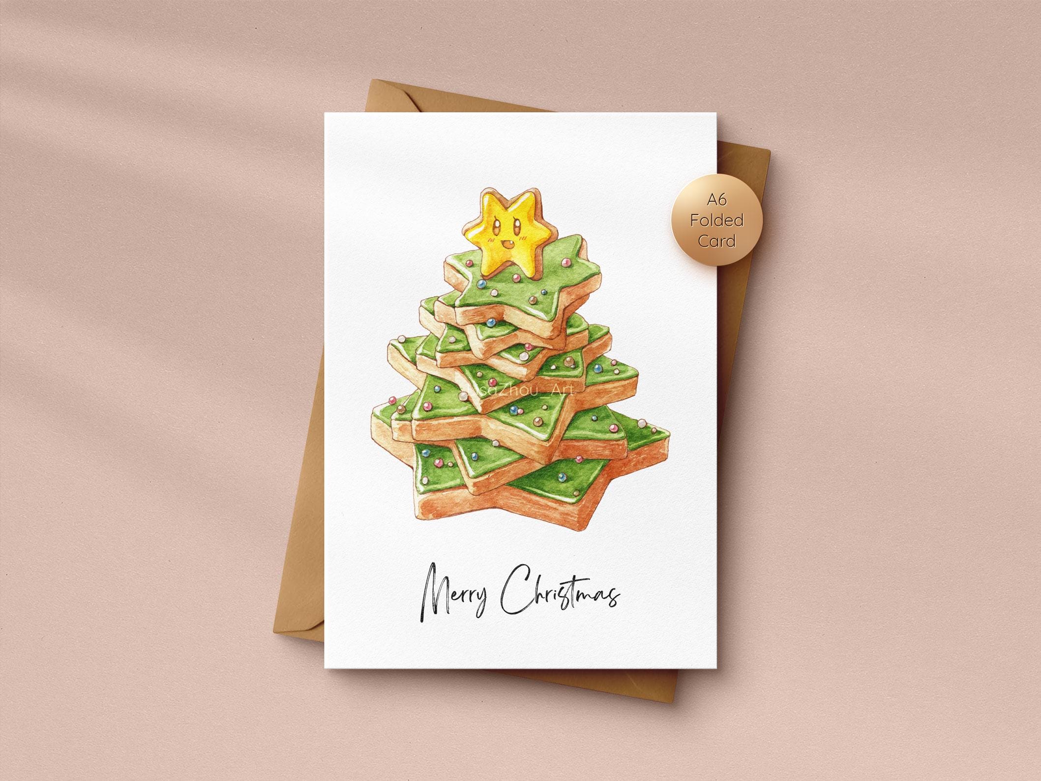 Star Cookie Tree Christmas Greeting Card | A6 Card with Envelope