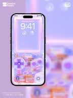 Purple Game Console Wallpaper Retro Pastel Realistic Transparent Digital Art for Phone screen Circuit board aesthetics background for gamers