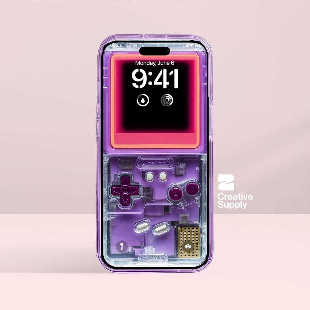 Purple Retro Transparent Game console Wallpaper Realistic Transparent gaming device Lock Screen Digital Art Pastel Y2k aesthetics Background